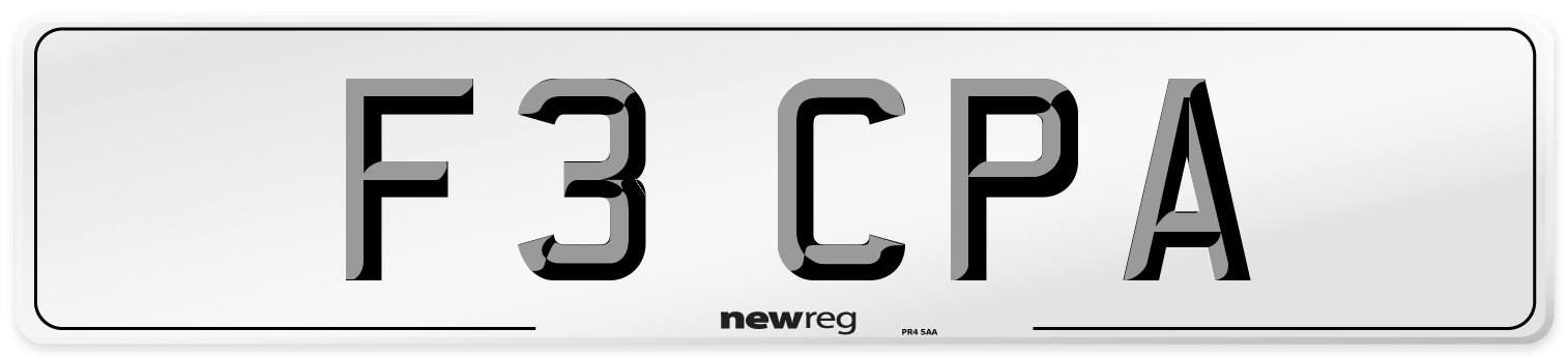 F3 CPA Number Plate from New Reg